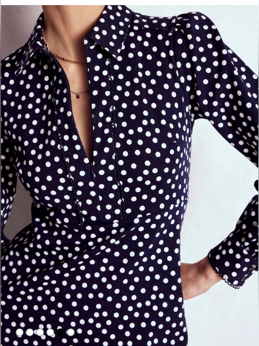 Like new Boden ponte polka dot midi zip front dress